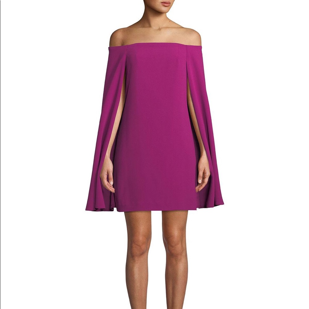 NWT Trina Turk Crepe Off The Shoulder Cape Dress